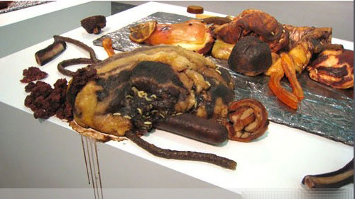 奇幻艺术展 竟用肉片作画（奇图）